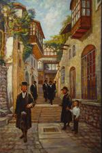 Way to Synagogue Safed. by Venyamin Zaslavsky