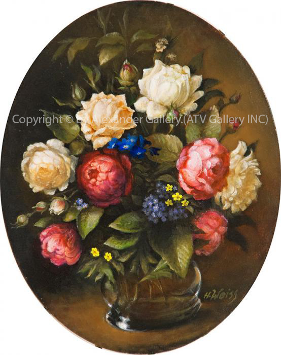 `Flowers`by H.Weiss,Giclee on canvas,Framed&Embellished. 
