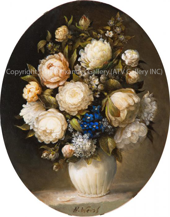 `FlowersII.`by H.Weiss,Giclee on canvas,Framed&Embellished. 