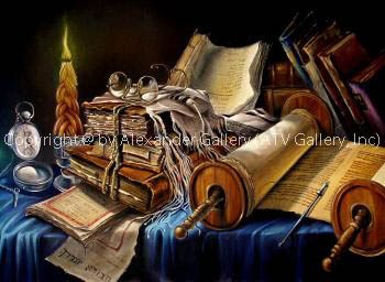 Still Life With The Open Torah by Alex Levin