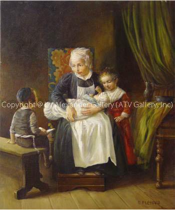 Mother with Children by Elena Flerova